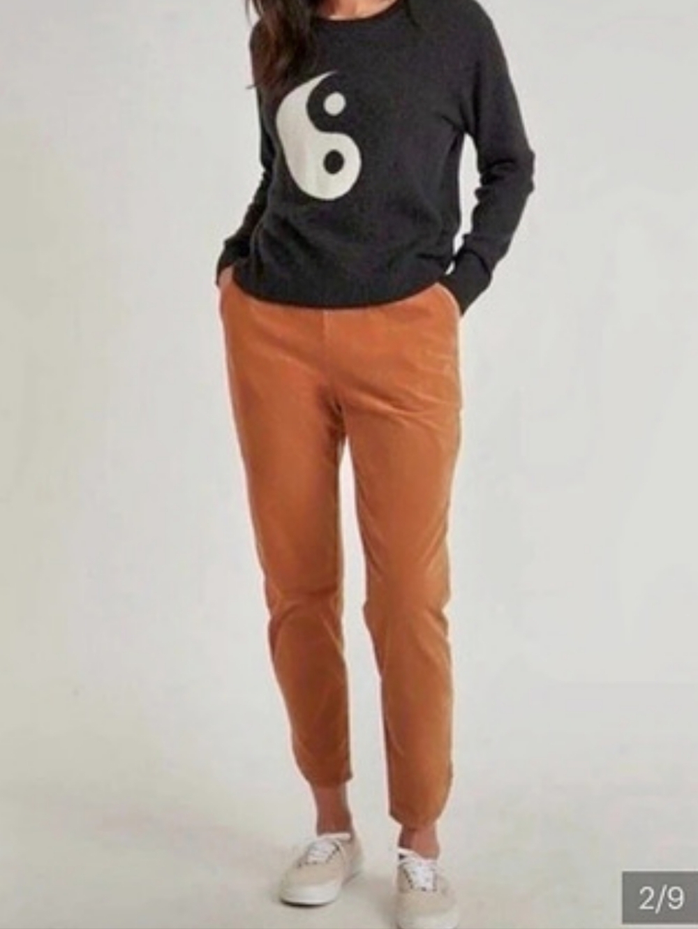 Marine Layer Allison Corduroy Trouser Pants in Warm Brown Size S